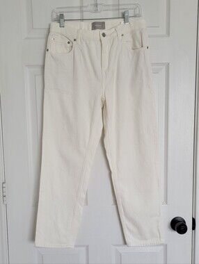 Everlane The Summer Jean Cream High Rise Straight Cropped Denim Jeans